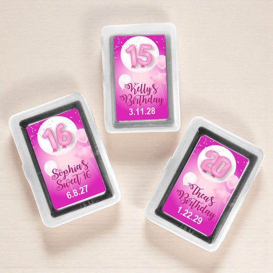 Pink Birthday Party Personalized Playing Cards (Set of 12)
