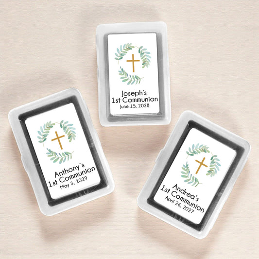 Botanical Greenery First Communion Personalized Playing Cards (Set of 12)
