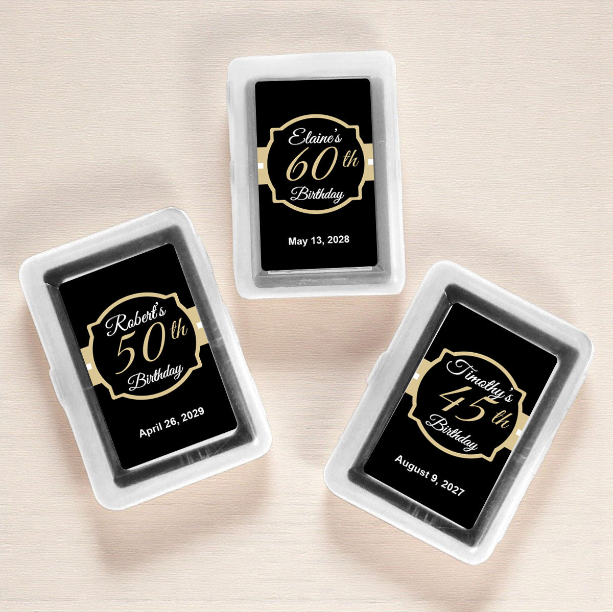 Black & Gold Birthday Personalized Playing Cards (Set of 12)