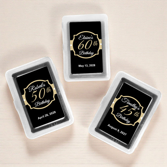 Black & Gold Birthday Personalized Playing Cards (Set of 12)
