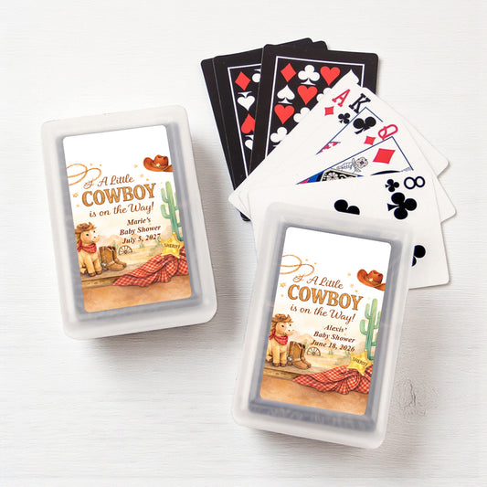A Little Cowboy is on the Way Wild West Rodeo Personalized Playing Cards (Set of 12)