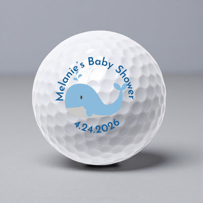 Baby Whale Baby Shower Personalized Printed Golf Balls
