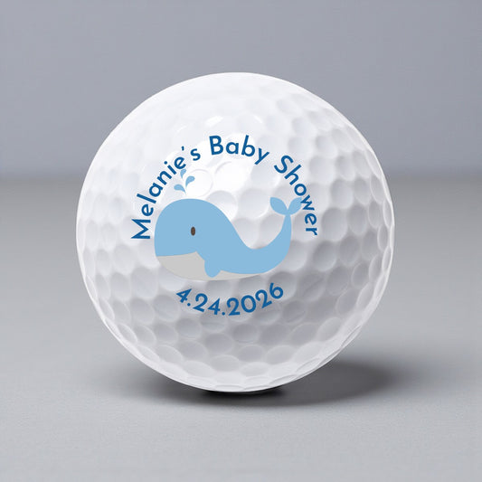 Baby Whale Baby Shower Personalized Printed Golf Balls