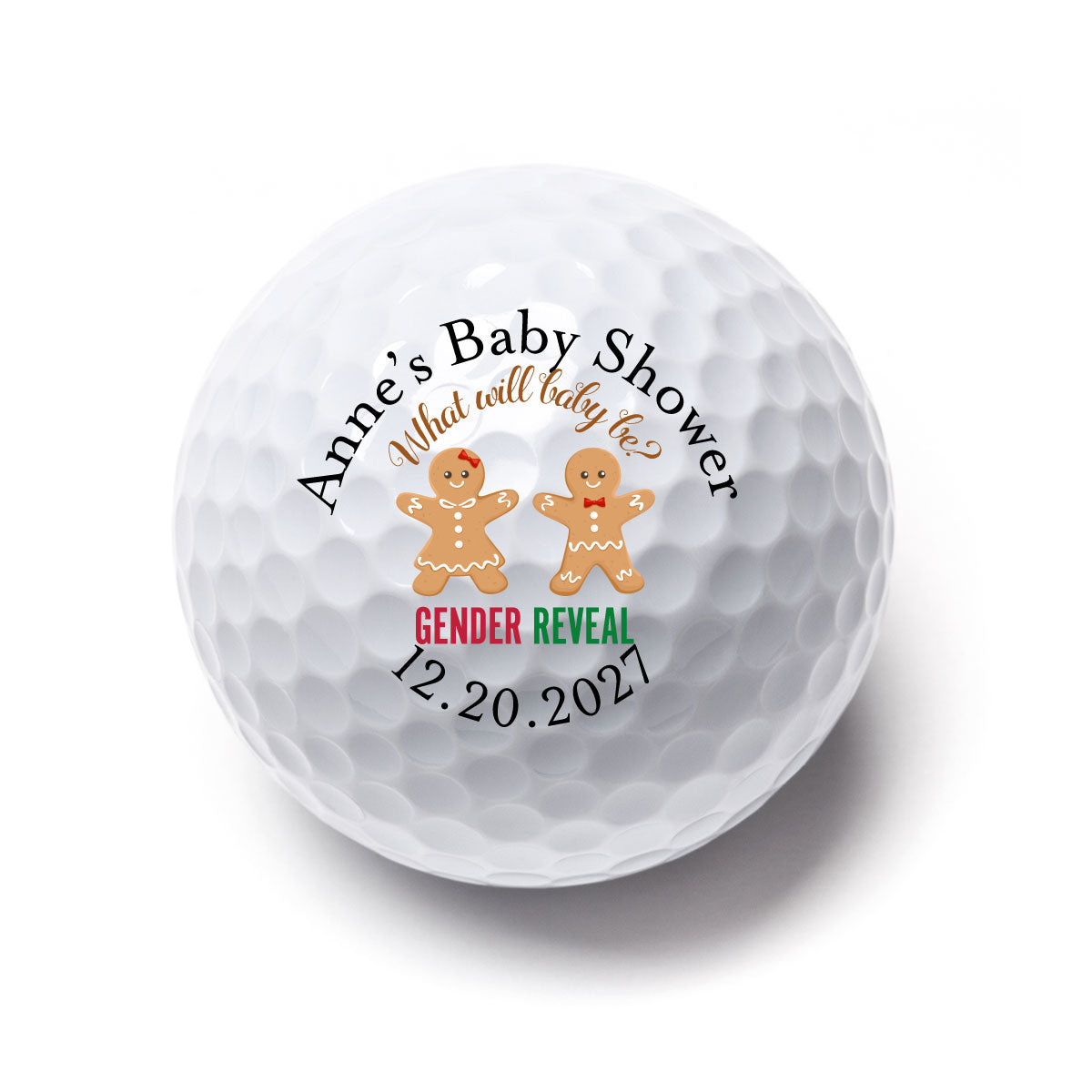 Gingerbread Gender Reveal Personalized Printed Golf Balls