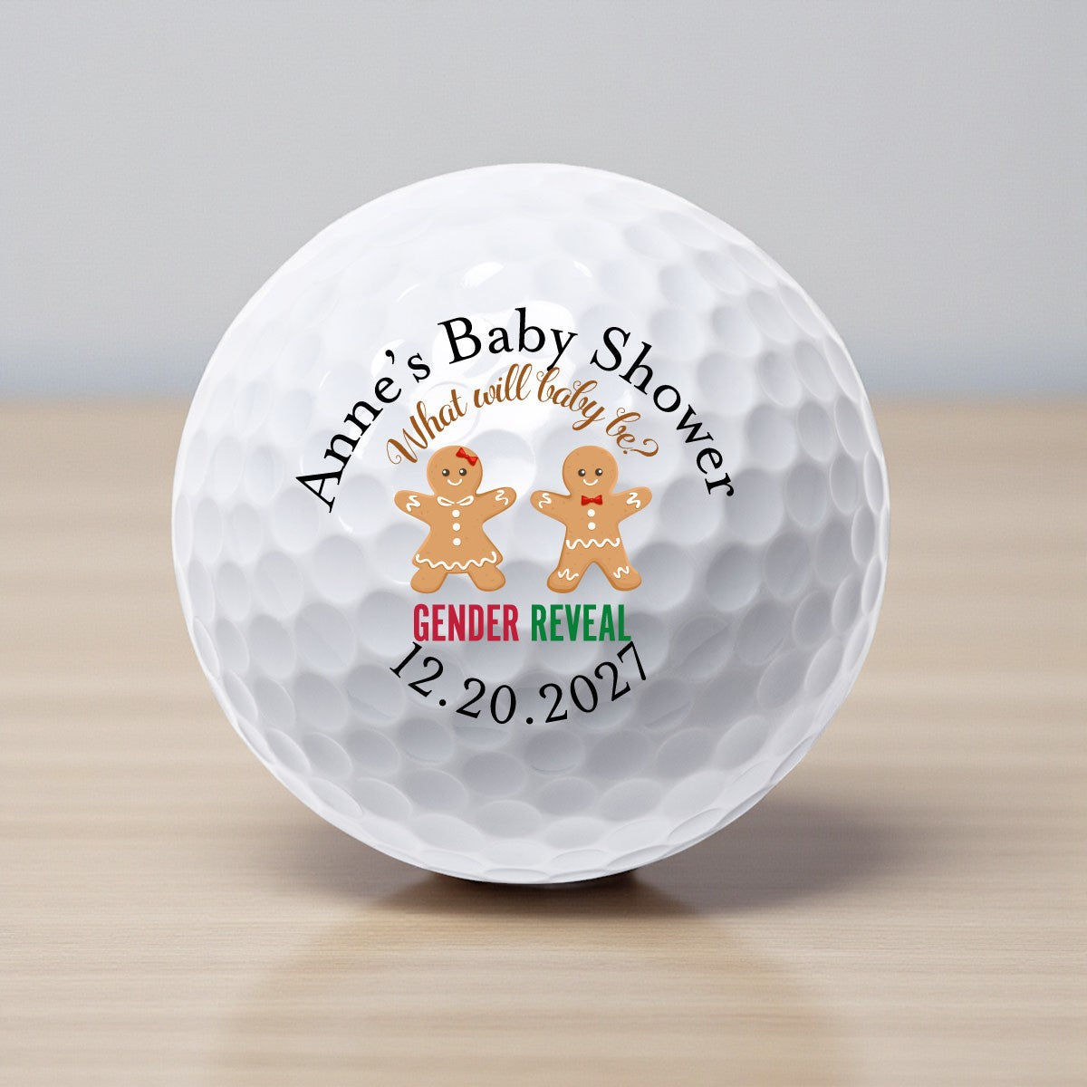 Gingerbread Gender Reveal Personalized Printed Golf Balls
