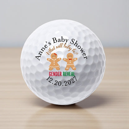 Gingerbread Gender Reveal Personalized Printed Golf Balls