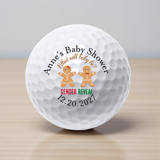 Gingerbread Gender Reveal Personalized Printed Golf Balls