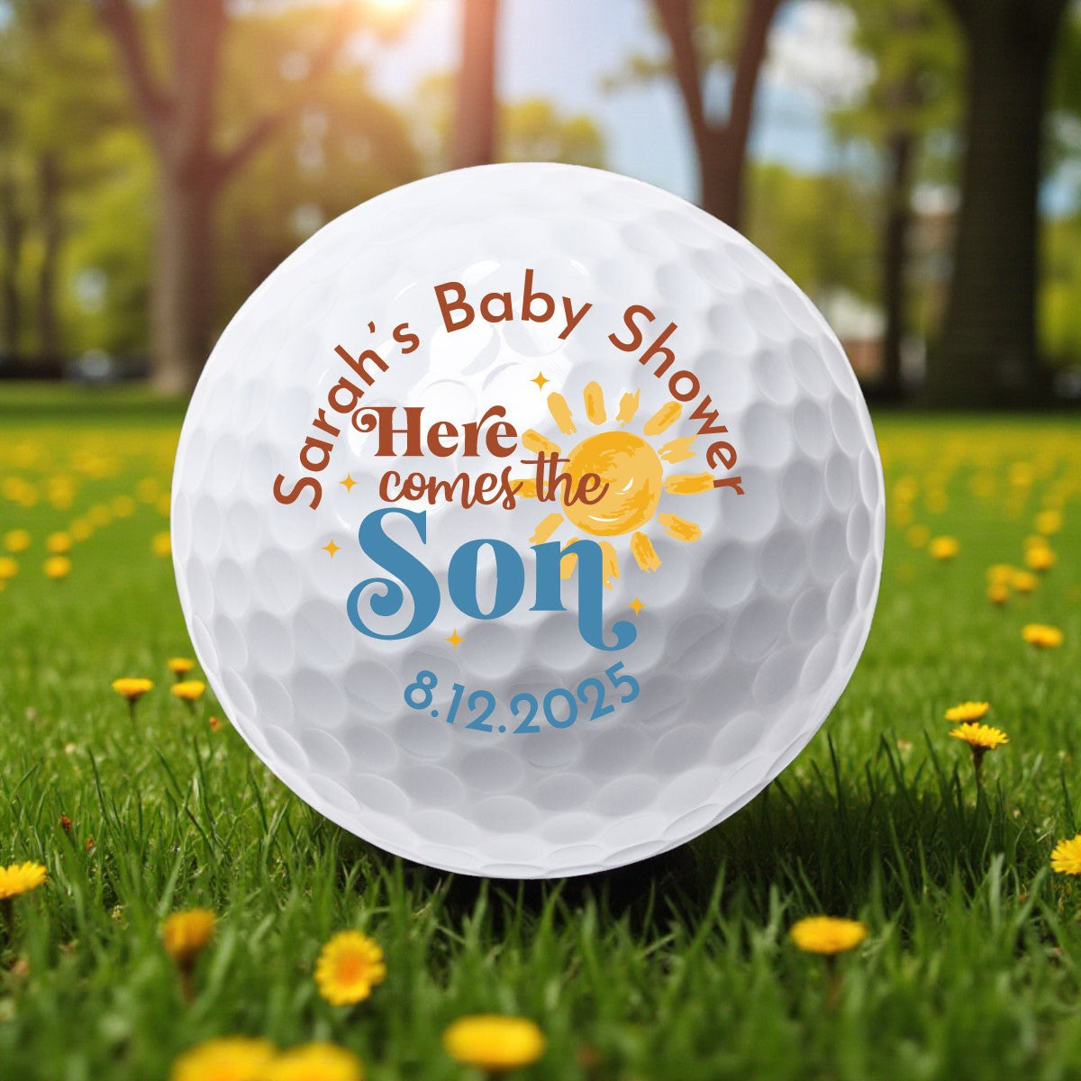 Here Comes The Son Baby Shower Personalized Printed Golf Balls