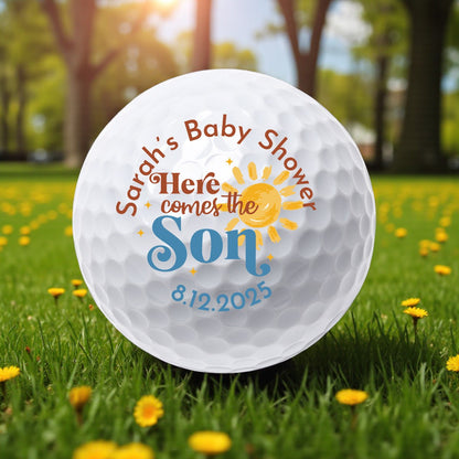Here Comes The Son Baby Shower Personalized Printed Golf Balls