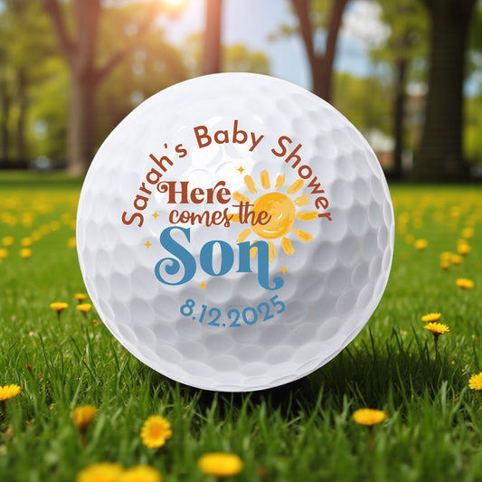 Here Comes The Son Baby Shower Personalized Printed Golf Balls