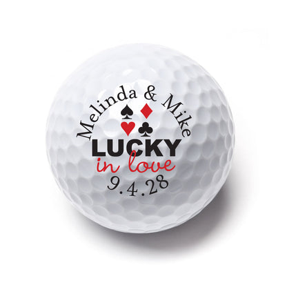 Lucky In Love Vegas Personalized Printed Golf Balls