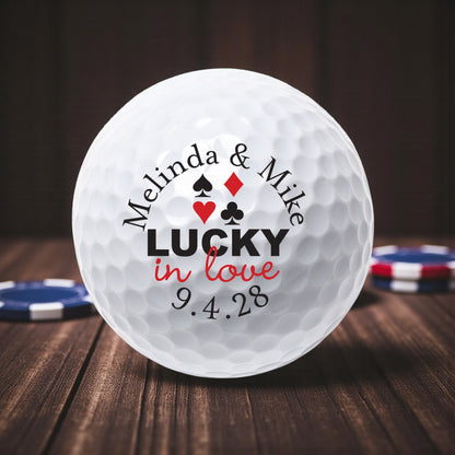 Lucky In Love Vegas Personalized Printed Golf Balls