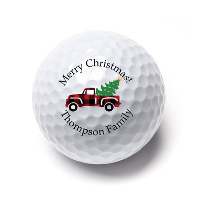 Christmas Red Truck Personalized Printed Golf Balls