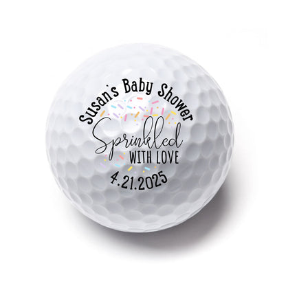 Sprinkled With Love Baby Shower Personalized Printed Golf Balls