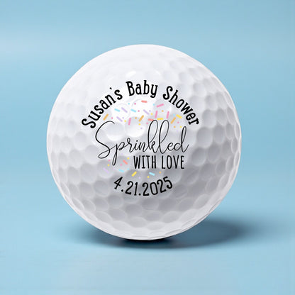 Sprinkled With Love Baby Shower Personalized Printed Golf Balls