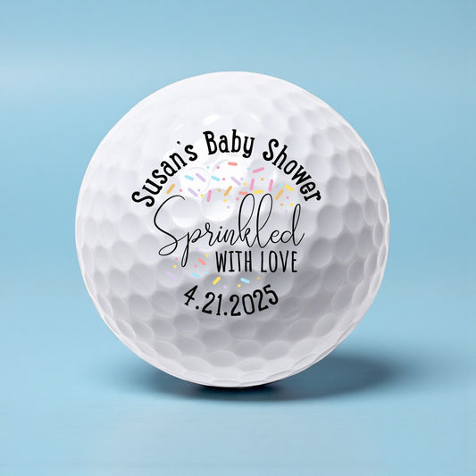 Sprinkled With Love Baby Shower Personalized Printed Golf Balls