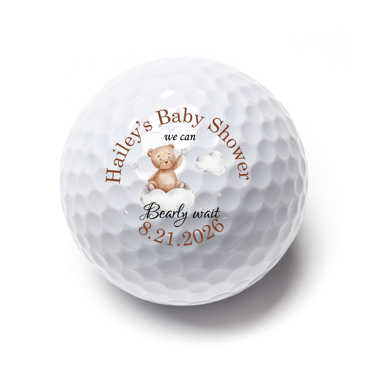 We Can Bearly Wait Baby Shower Personalized Printed Golf Balls