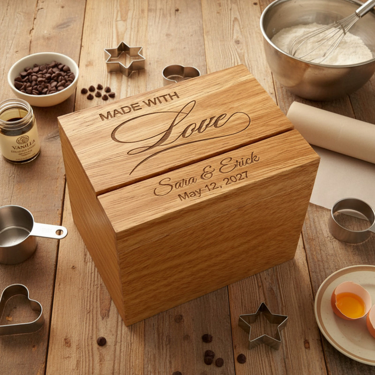 Made With love Personalized Wood Recipe Box