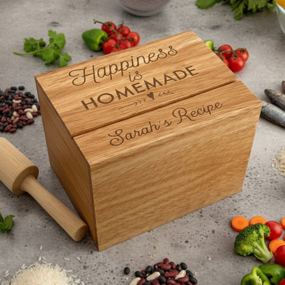 Happiness is Home Made Personalized Wood Recipe Box