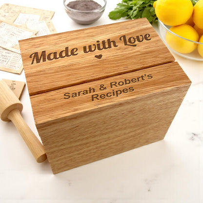 Made with Love Personalized Wood Recipe Box