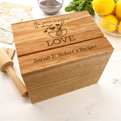 The Secret Ingredient is Always Love Personalized Wood Recipe Box