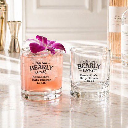 We Can Bearly Wait Personalized Whiskey Rocks Glass (Set of 24)