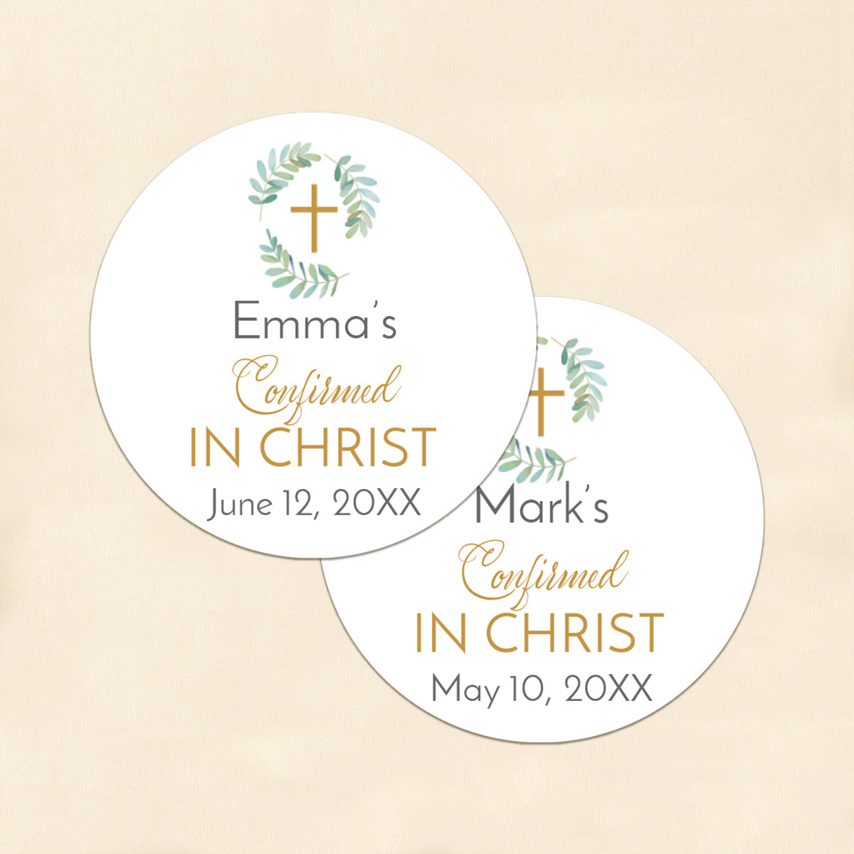Confirmed In Christ Personalized Round Labels (Set of 24)