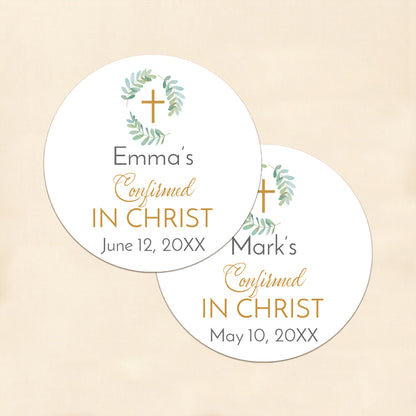 Confirmed In Christ Personalized Round Labels (Set of 24)