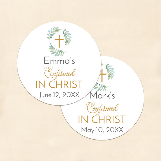 Confirmed In Christ Personalized Round Labels (Set of 24)