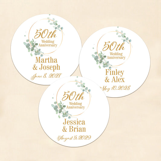 50th Anniversary Personalized Round Labels (Set of 24)