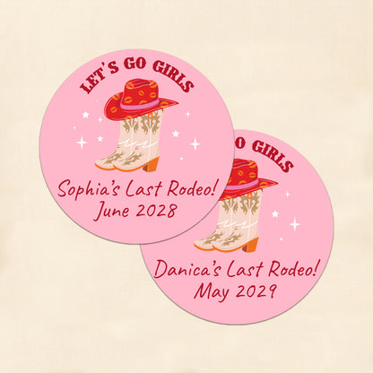 Cowgirl Personalized Round Labels (Set of 24)