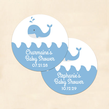 Baby Whale Personalized Round Labels (Set of 24)