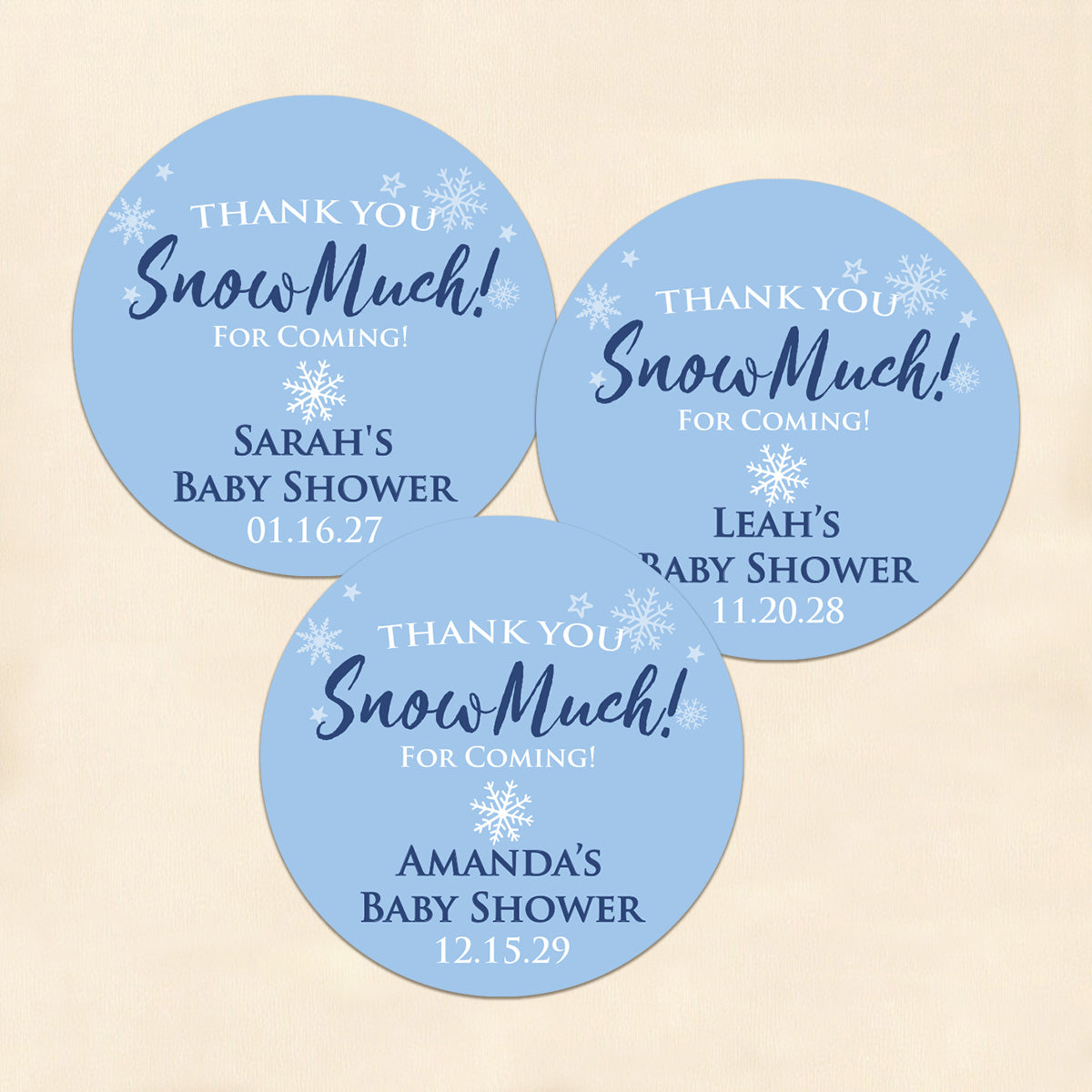 Thank You Snow-Much! Personalized Round Labels (Set of 24)