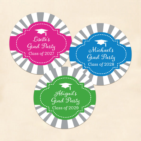 Graduation Cap Personalized Round Labels (Set of 24)