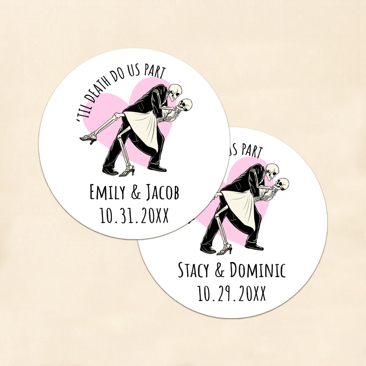Til Death Do Us Part Personalized Round Labels (Set of 24)