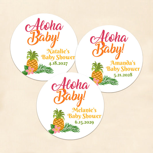 Aloha Baby Personalized Round Labels (Set of 24)