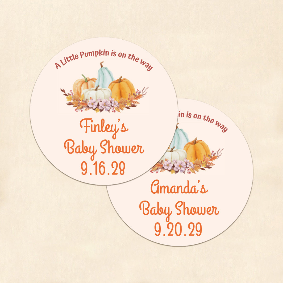 A Little Pumpkin Is On The Way Personalized Round Labels (Set of 24)
