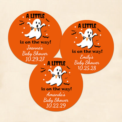 A Little Boo Is On The Way Personalized Round Labels (Set of 24)