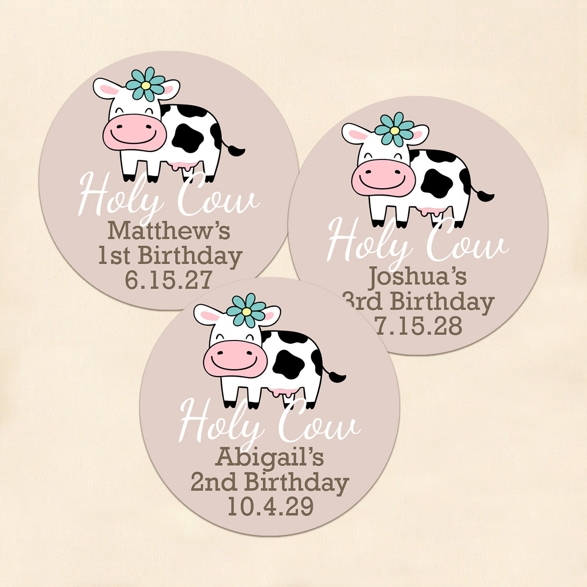 Holy Cow Personalized Round Labels (Set of 24)