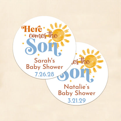 Here Comes The Son Personalized Round Labels (Set of 24)