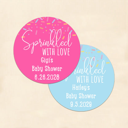 Sprinkled With Love Personalized Round Labels (Set of 24)