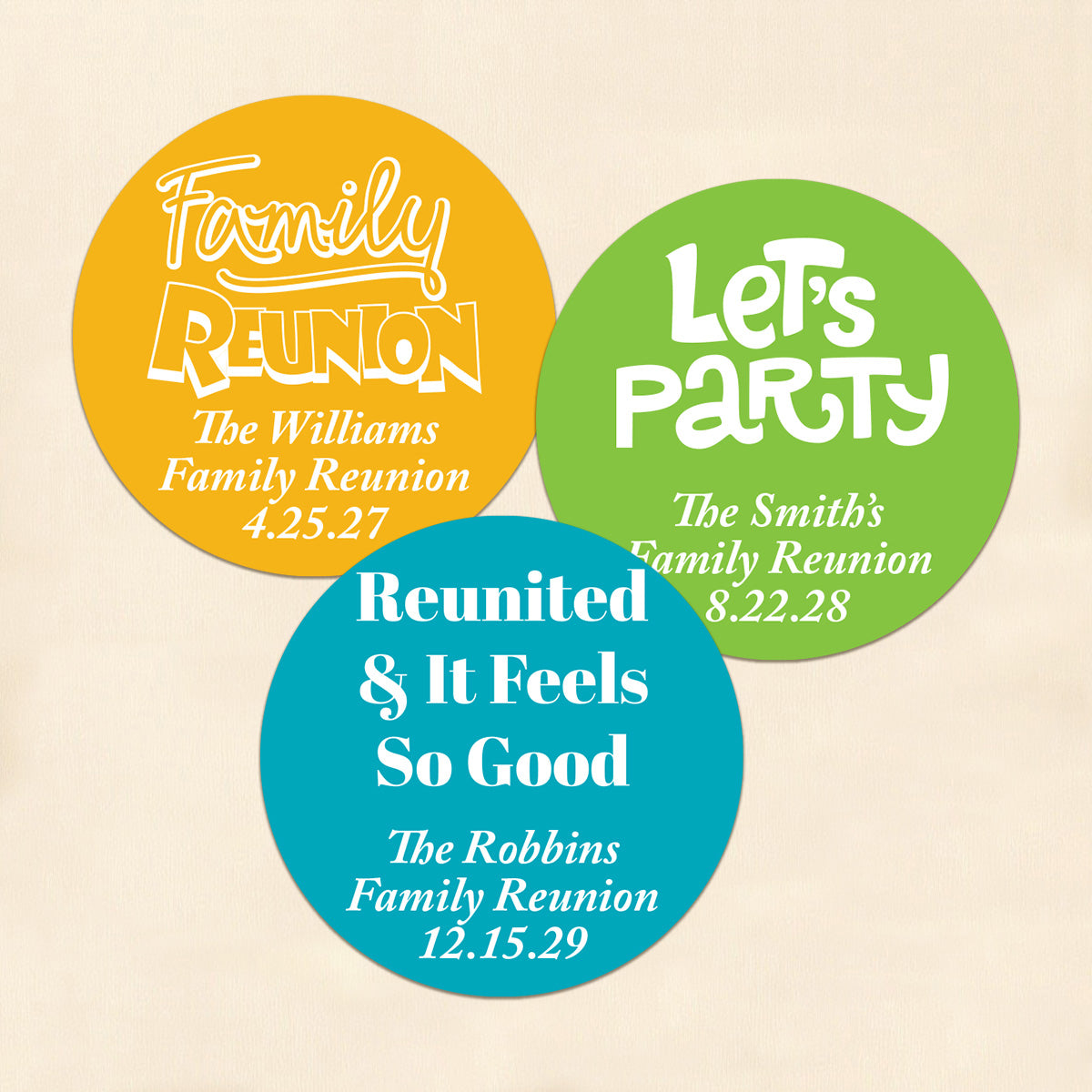 Family Reunion Personalized Round Labels (Set of 24)