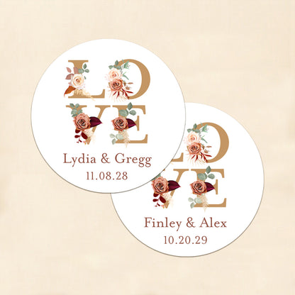 LOVE Fall Personalized Round Labels (Set of 24)