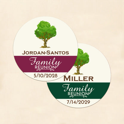 Family Reunion Tree Personalized Round Labels (Set of 24)
