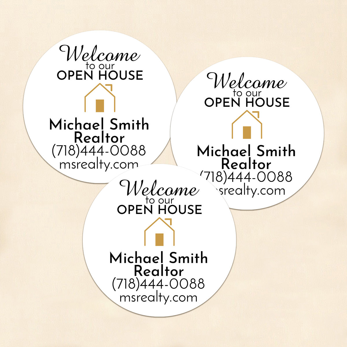 Welcome To Our Open House Personalized Round Labels (Set of 24)