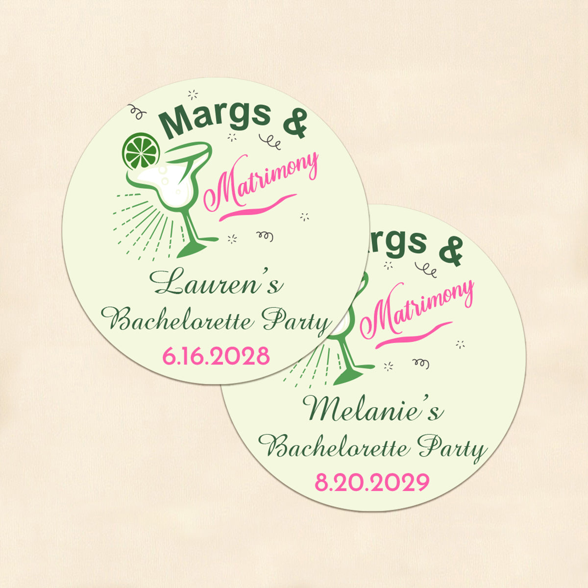 Margs & Matrimony Personalized Round Labels (Set of 24)