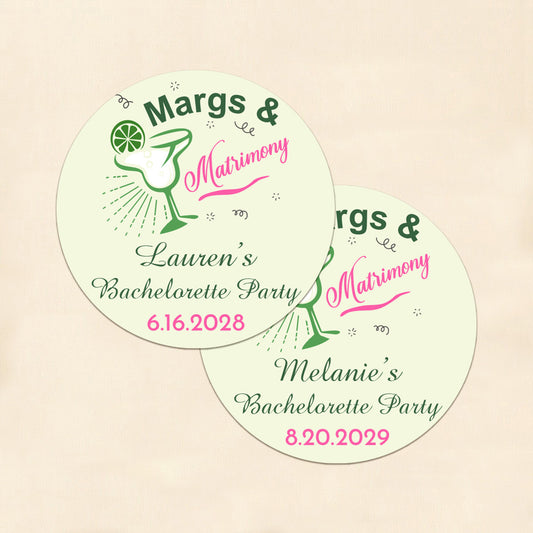 Margs & Matrimony Personalized Round Labels (Set of 24)