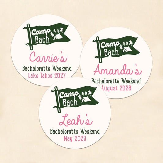 Camp Bach Personalized Round Labels (Set of 24)