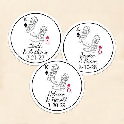 Western Cowboy Boots Personalized Round Labels (Set of 24)