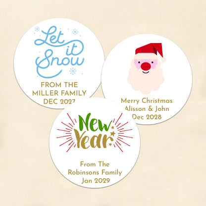 Holiday Christmas Personalized Round Labels (Set of 24)